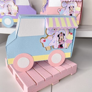 Minnie Mouse Candyland Truck: Birthday Favor Boxes, Centerpiece