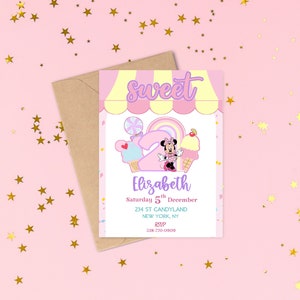Minnie Mouse Candyland Birthday Invitation Template (Digital Download)