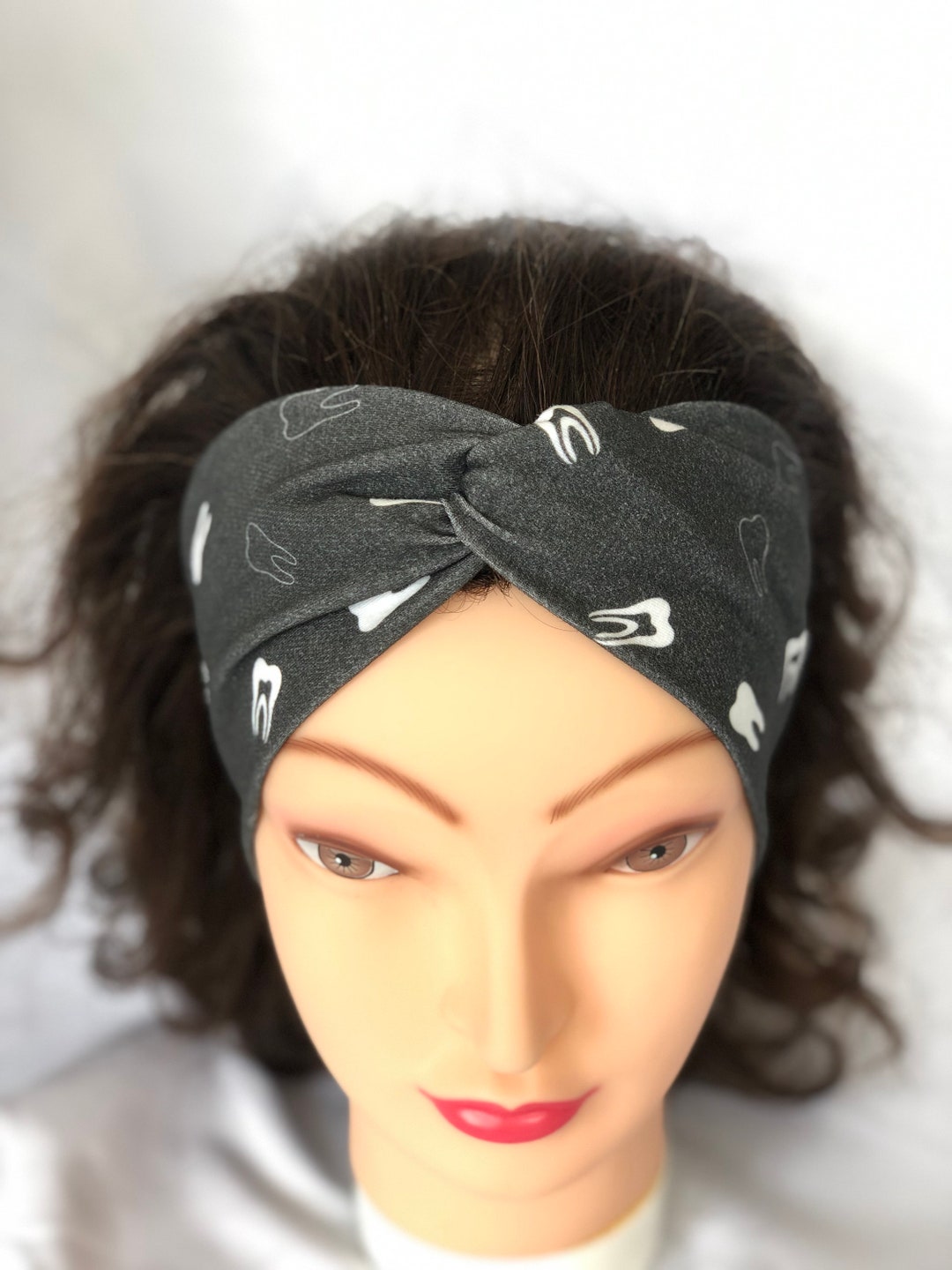 Black Denim Dental Teeth Headband Etsy