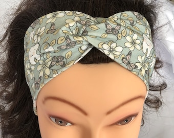 Posh Dental Floral Light Grey & Beige Headband