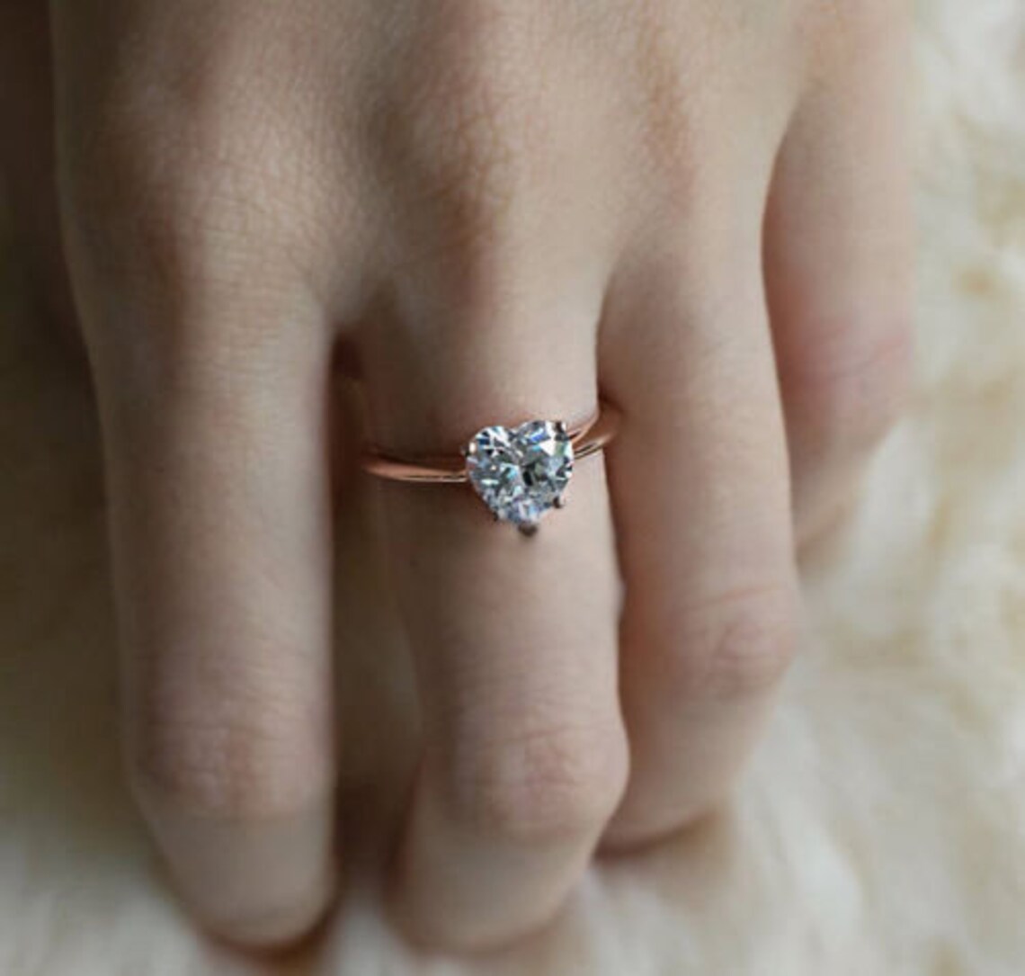 1.90CT HeartShape Diamond Solitaire Engagement Wedding Ring Etsy
