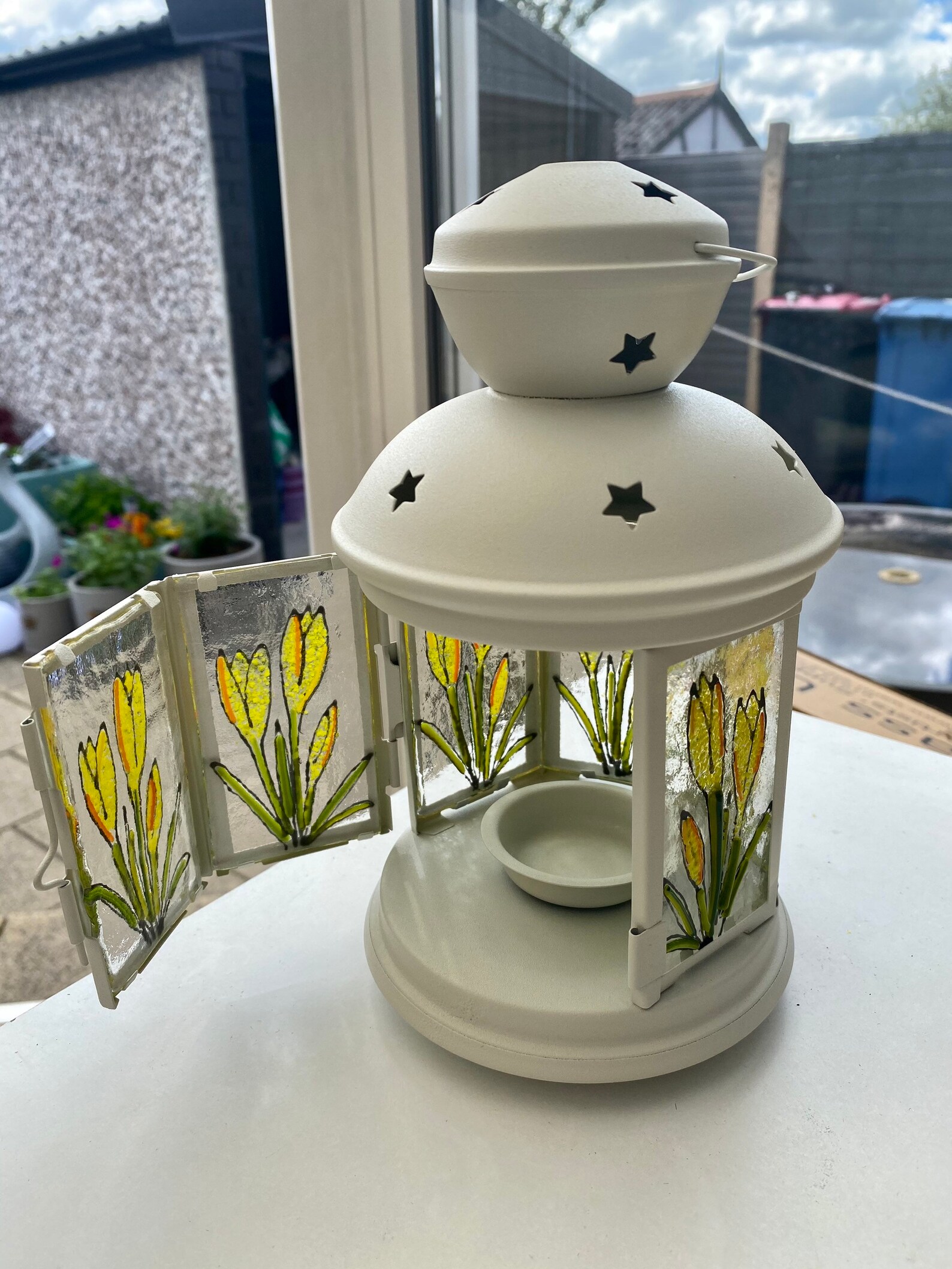 Fused Glass Lantern Yellow Crocus Etsy