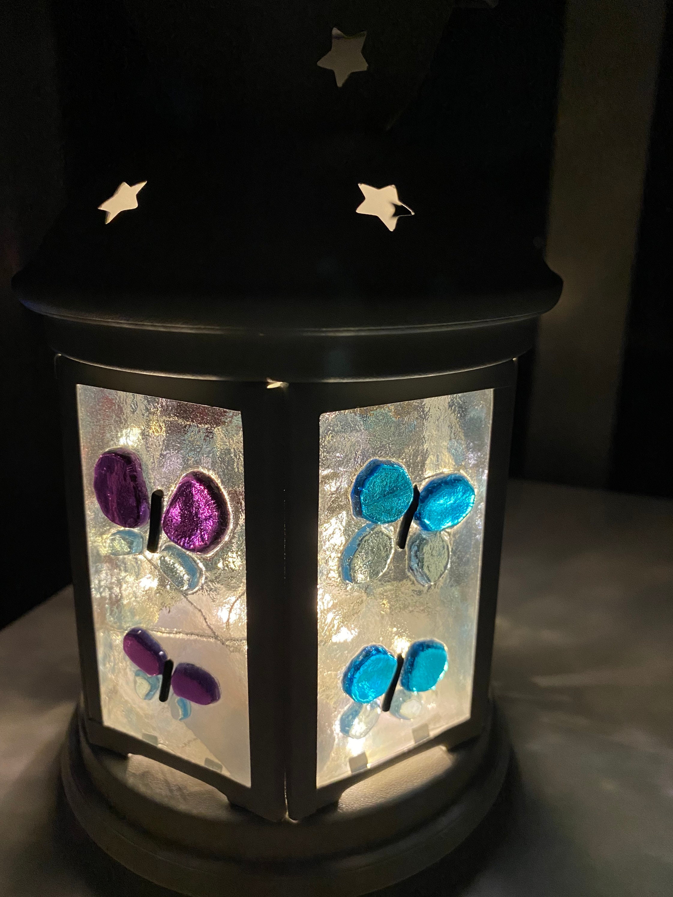 Fused glass lantern butterflies rainbow selection Etsy