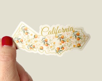 California State Vinyl Sticker, Floral Oranges