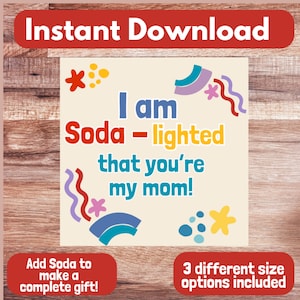 INSTANT DOWNLOAD Moederdag cadeau, tags geschenken, frisdrank verlichte afdrukbare, Moederdag cadeau idee, frisdrank afdrukbare