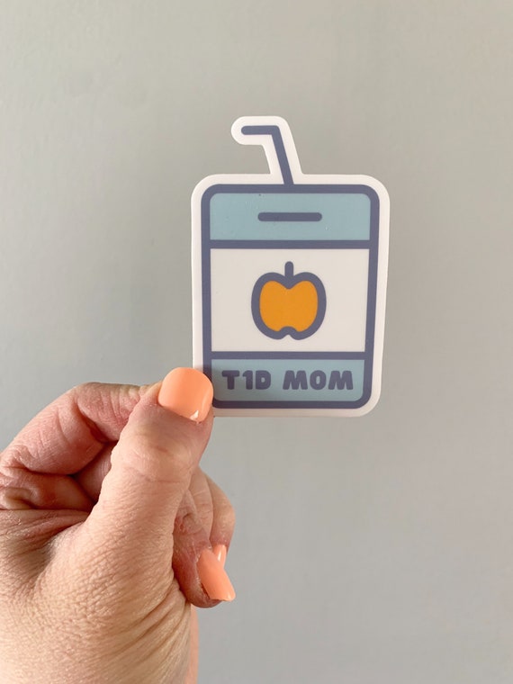 T1D Mom Sticker, Waterproof Apple Juice Box Design