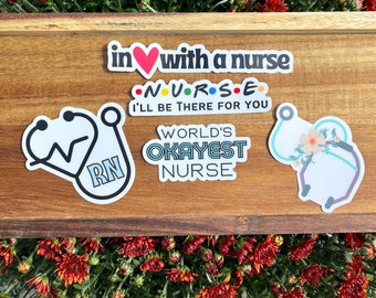 Nurse Sticker Pack, RN Stethoscope Stickers, Waterproof, Scratch-Resistant