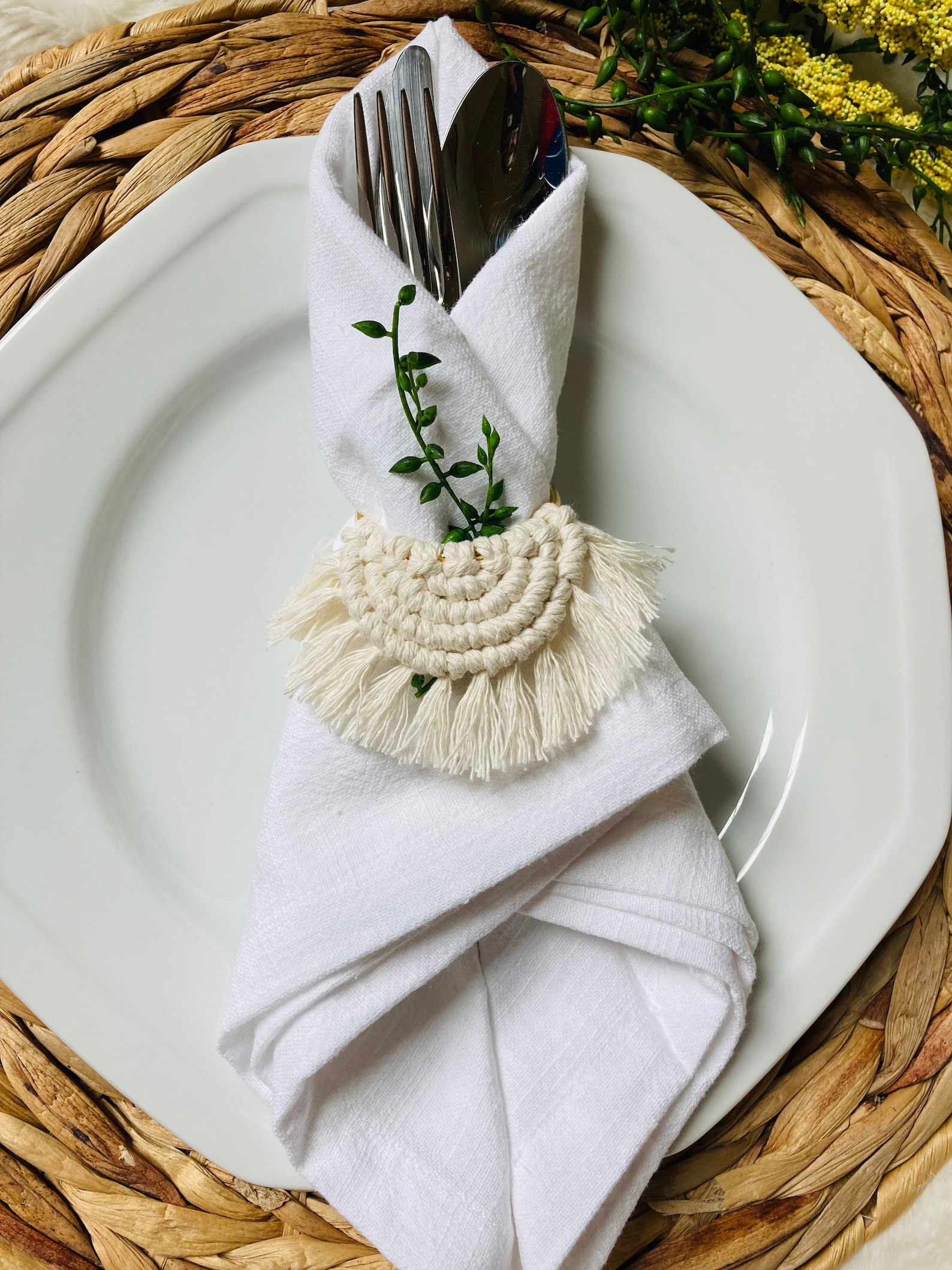 Macrame Napkin Ring Set Napkin Rings Napkin Rings Gold Etsy