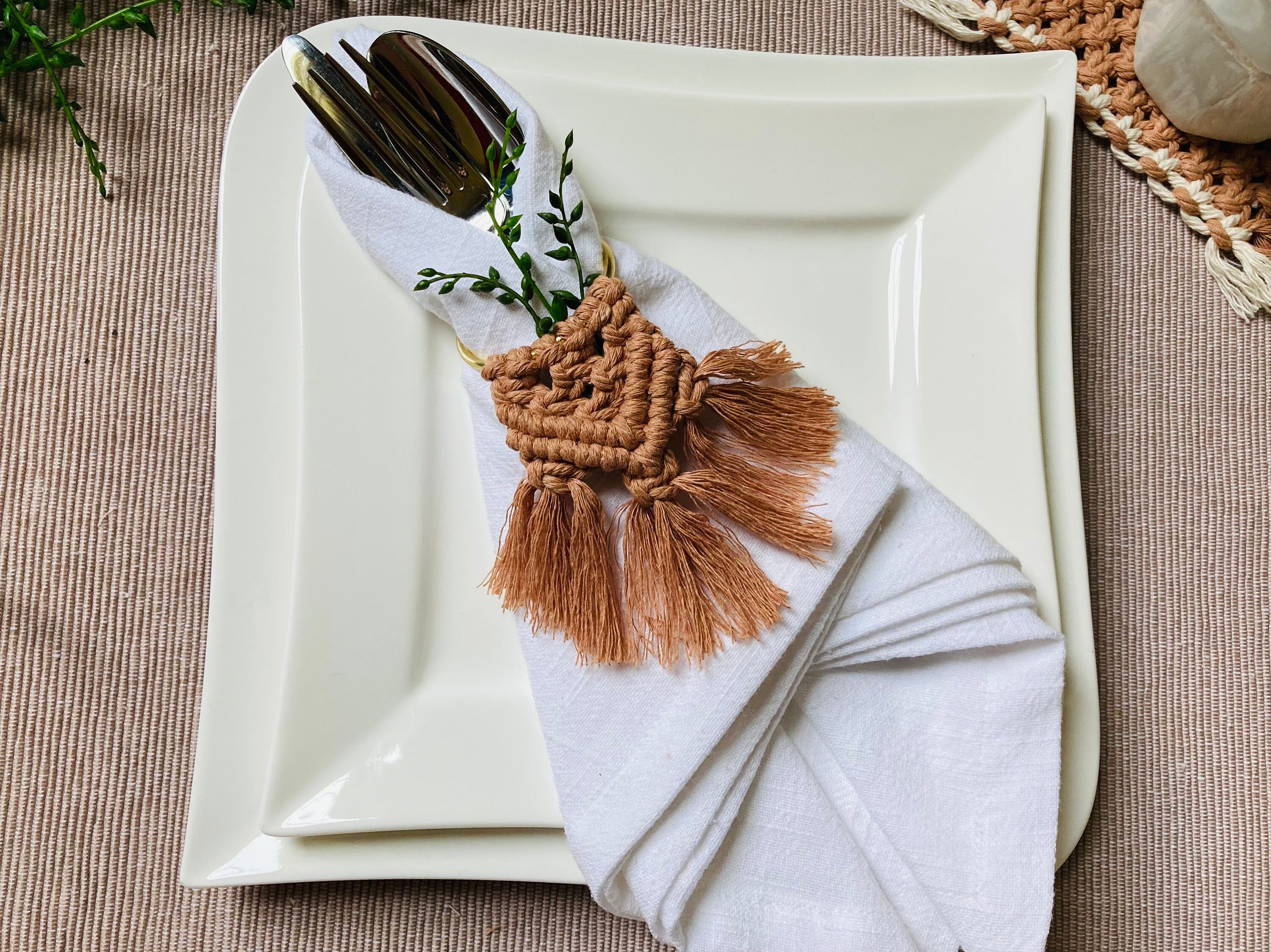 Macrame Napkin Ring Set Boho Napkin Rings Gold Napkin Rings Etsy