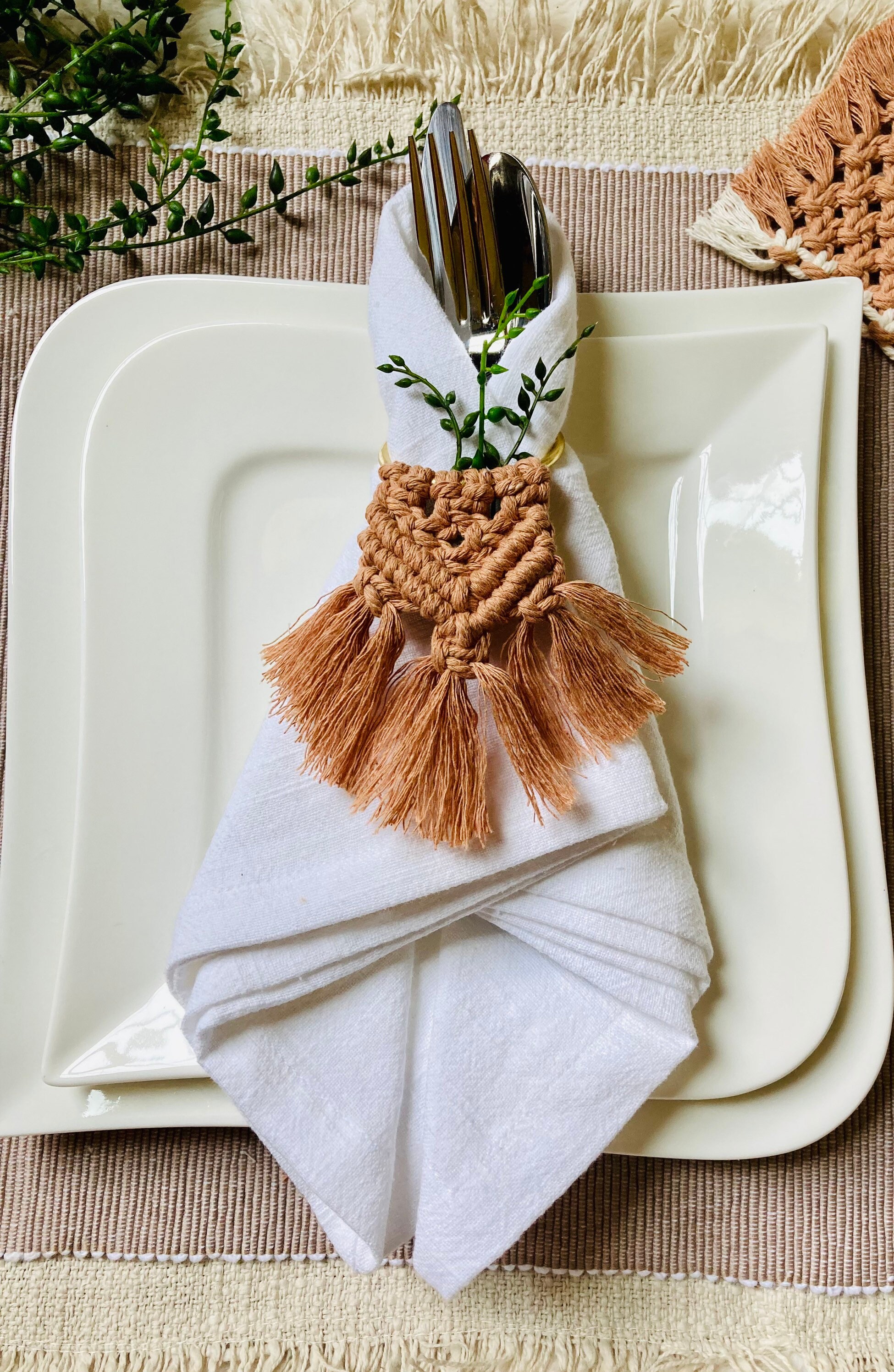 Macrame Napkin Ring Set Boho Napkin Rings Gold Napkin Rings Etsy