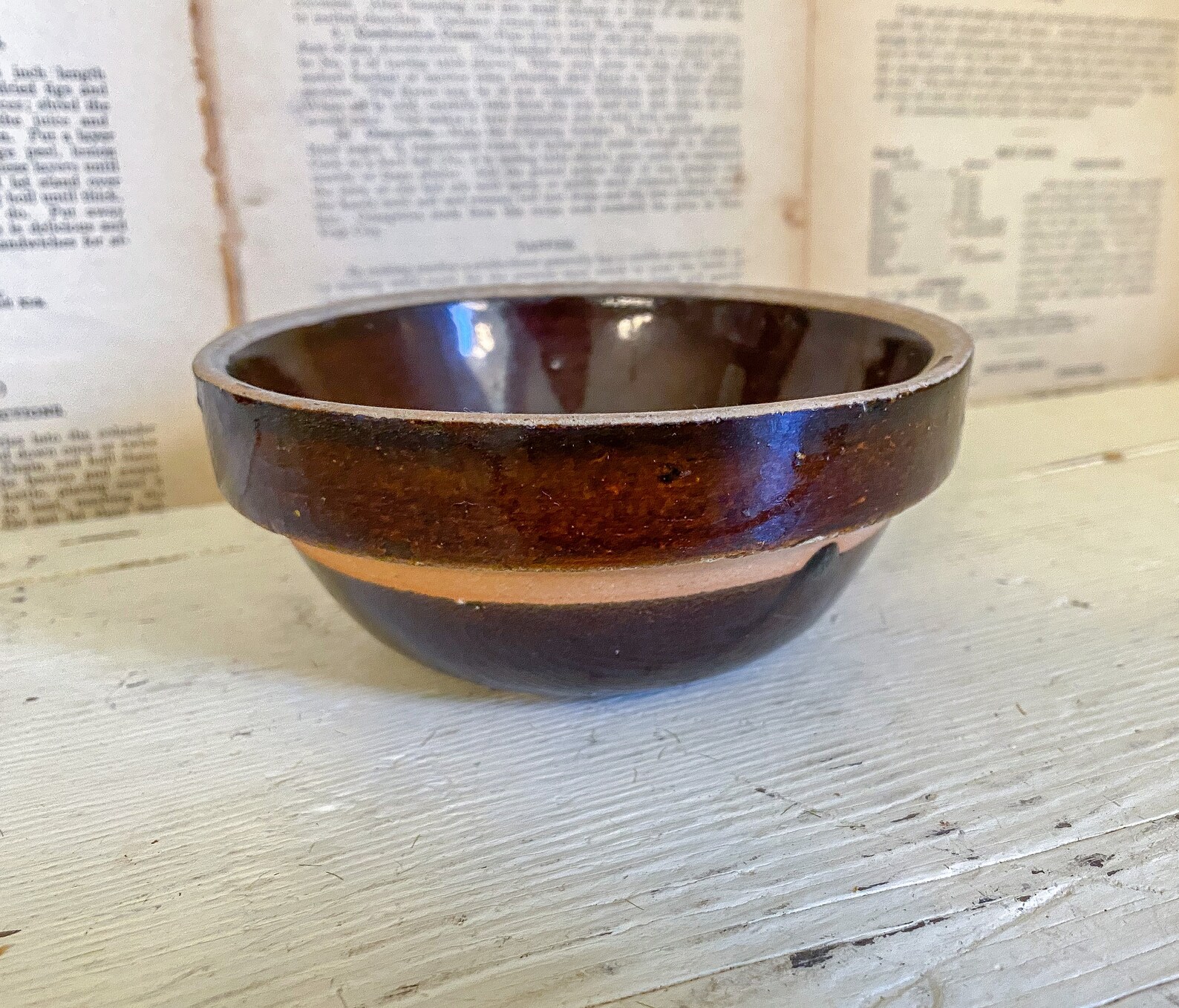 Vintage Brown Stoneware Crock Bowl / rustic decor / vintage Etsy