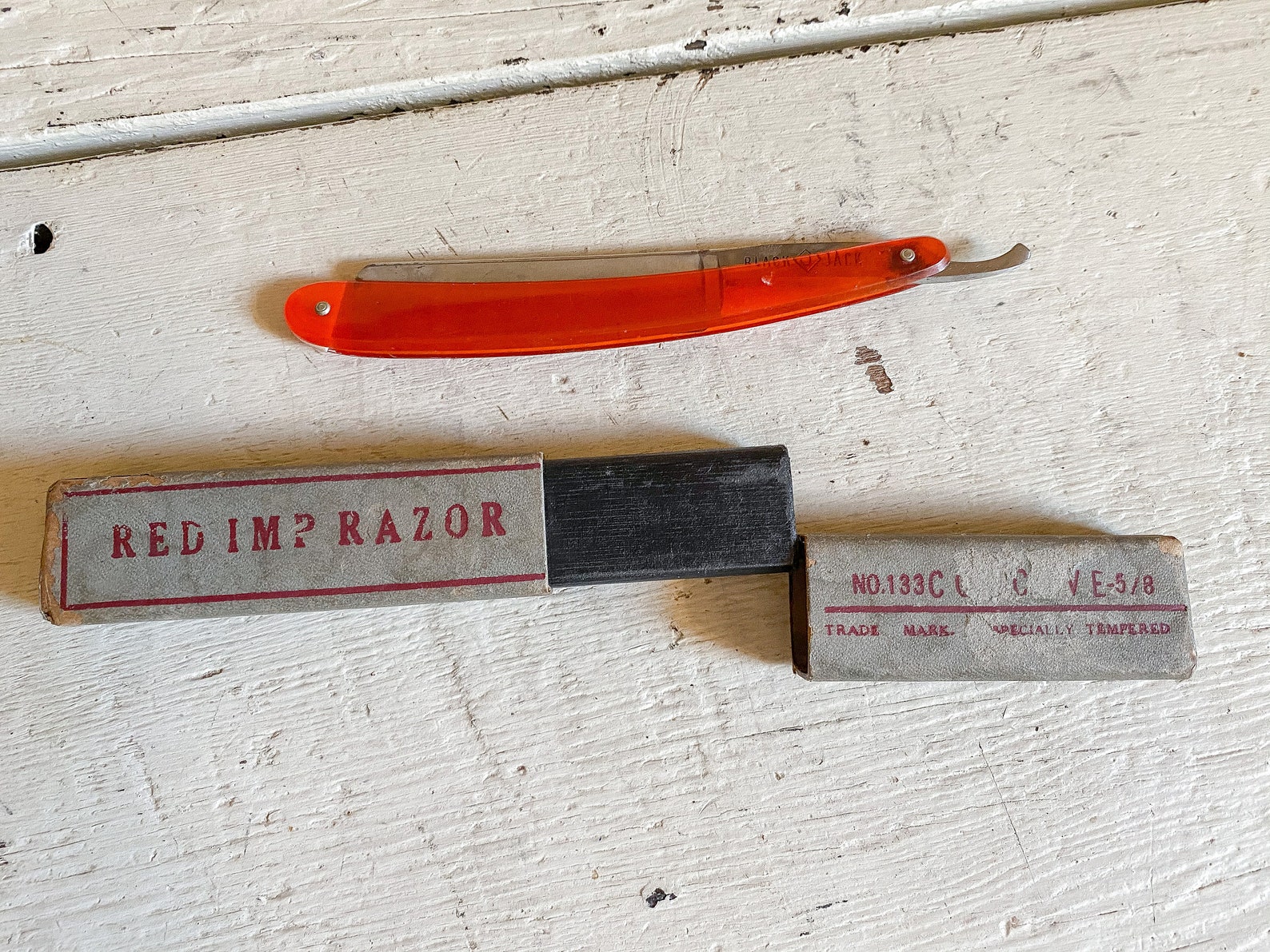 Vintage Red IMP Razor Box and Blackjack Straight Razor / Men Etsy