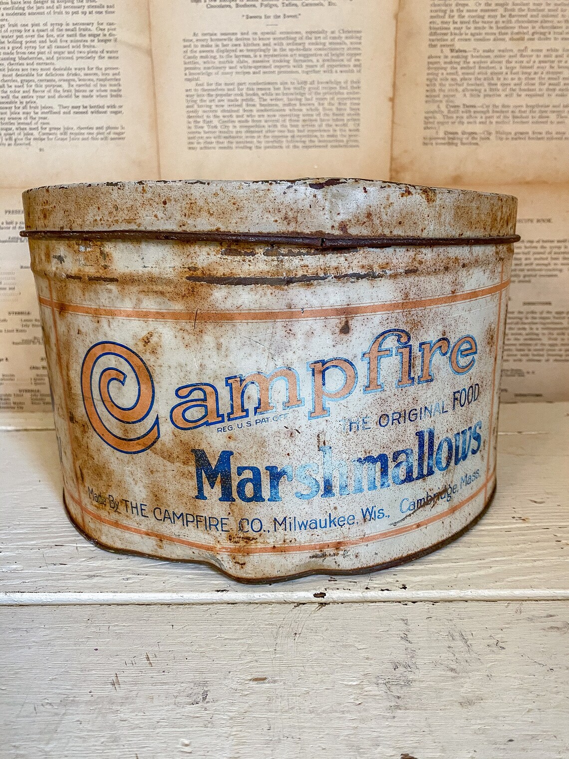 Antique Campfire Marshmallows Tin / Vintage Decor / Antique Etsy UK