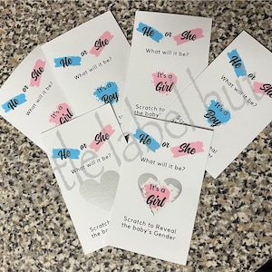 Lot de 5 cartes à gratter révélant le sexe