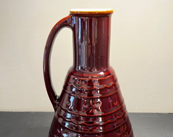 Mar-Crest Vintage Coffee Carafe Daisy and Dot Oven-Proof Stoneware Warm Colorado Brown 1950s-1960s