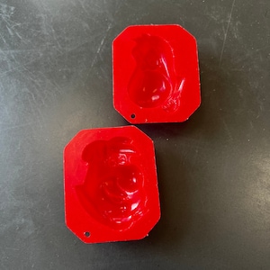 Vintage 1980 Flintstones Red Jello Mold Fred Flintstone and Dino