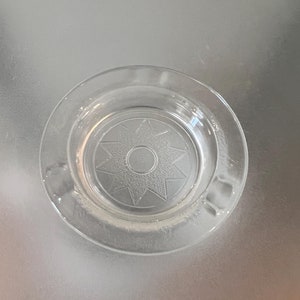 Vintage Hazel Atlas Ashtray Circa 1932 Clear 4-Inch Glass Ashtray with Center Star and  Triangles