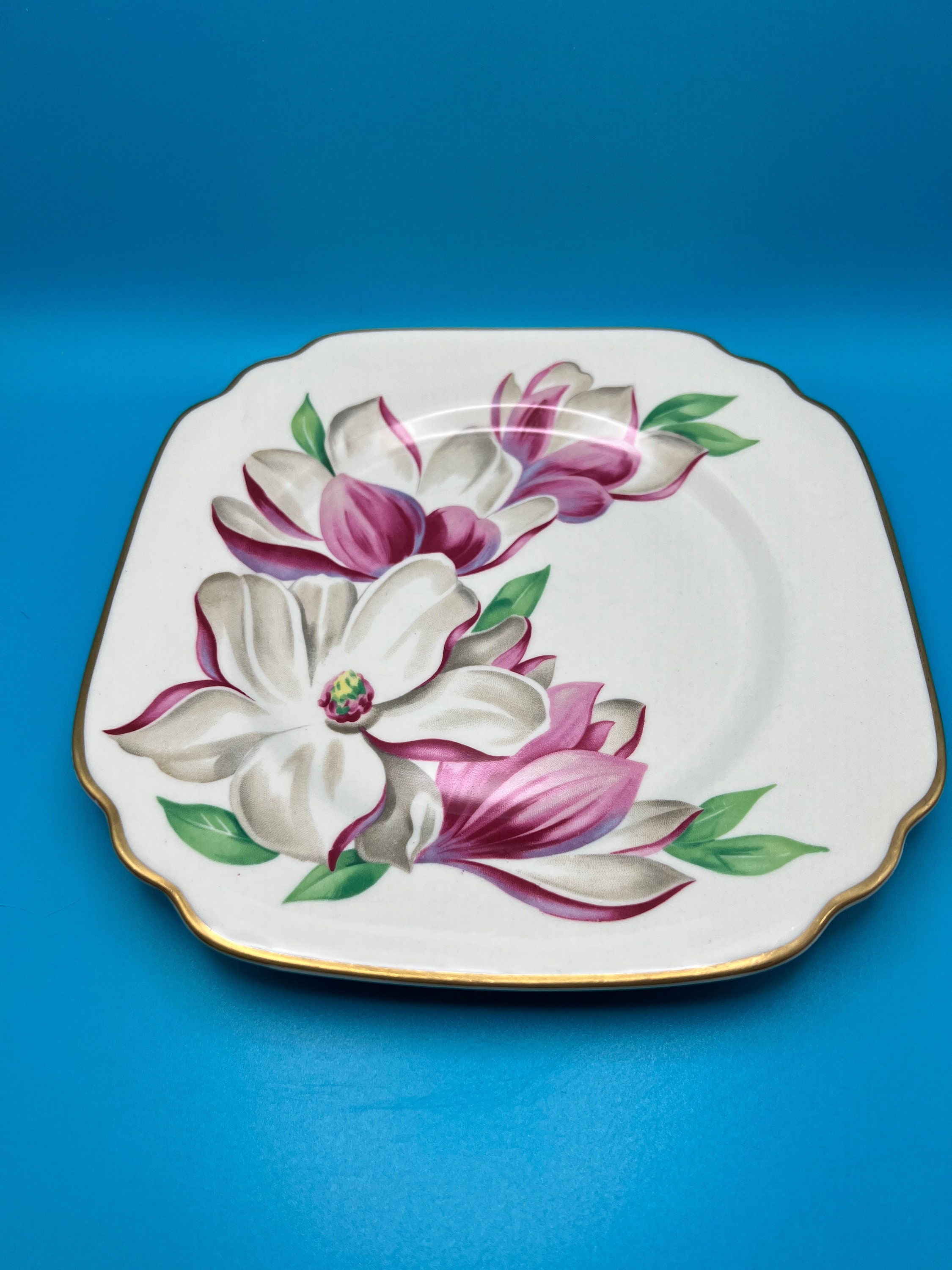 Syracuse China Salad Set. floral Accent Plates Set of 4 Flower Plates