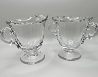 Fostoria Century Cream and Sugar Set 1949-1974 Beautiful Clear Glass Footed Open Sugar Bowl and Footed Pitcher