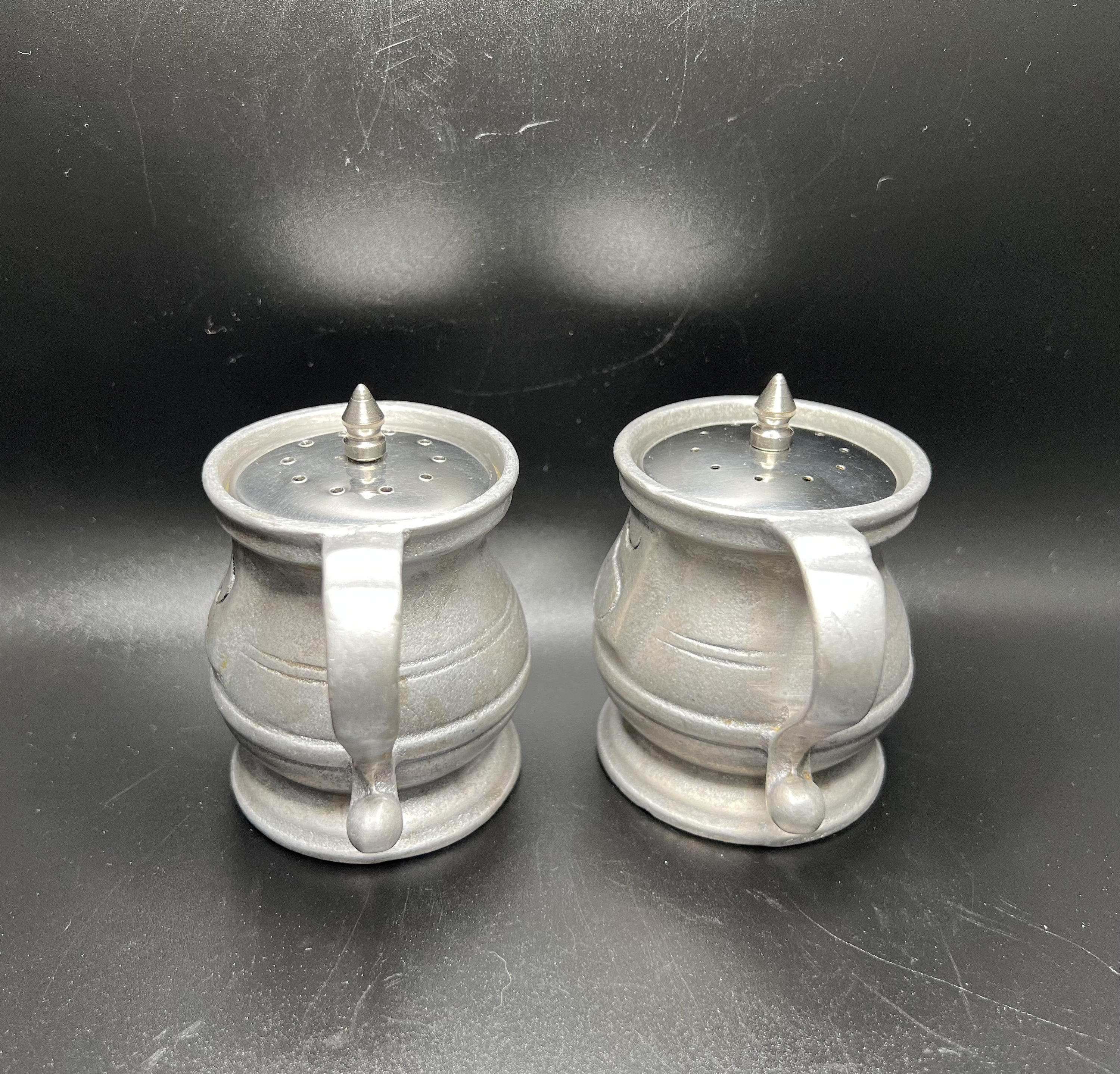 Vintage Wilton Armetale Salt and Pepper Shakers 1980s Ploughing Tavern