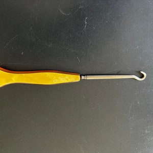 Vintage Early 1900s Faux Pearl and Faux Amber Celluloid or Bakelite Buttonhook