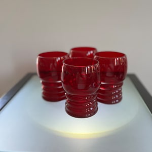 1930s Shaeffer Ruby Tumblers by Imperial Glass Company Set of Four Vintage 10-Ounce Water Tumblers