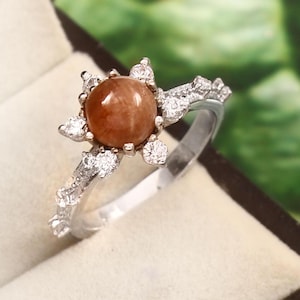 Anillo de piedra solar delicado para regalo, anillo de plata de ley 925 para mujer, anillo hecho a mano, joyería minimalista, regalo de aniversario para esposa, anillo de cristal