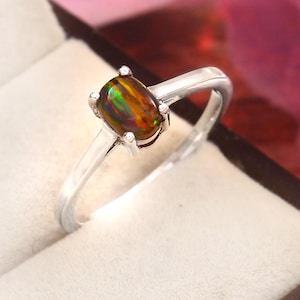 Genuine Black Opal Ring, Solid 925 Sterling Silver Ring Black Opal Wedding Ring Natural Black Opal Ring Opal Gemstone Ring, Handmade Ring