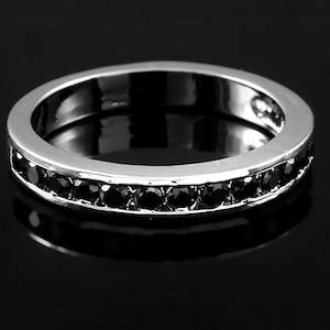Onyx Eternity Band, Natural Onyx Full Eternity Band, Black Gemstone Onyx Engagement Wedding Band, Full Eternity Band, Black Onyx Ring Gift