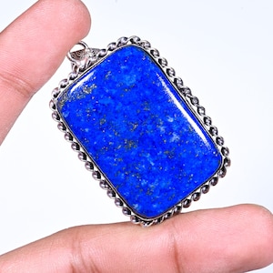 Handmade Lapis Lazuli Pendant - Blue Gemstone Necklace, Lapis Lazuli Necklace For Women, 925 Sterling Silver For Women, Gift For Her Or wife