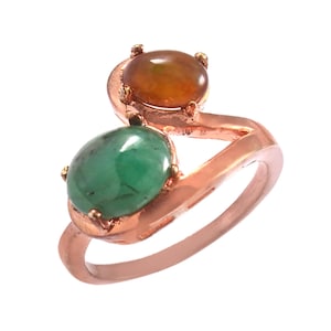 Natural Emerald & Citrine Ring Green Emerald Silver Ring Citrine Silver Ring Two Stone Silver Ring For Women Etsy Trending Jewelry