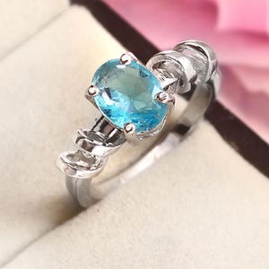 Natural Blue Topaz Ring For Gift For Women, 925 Sterling Silver Ring For Engagement, Birthstone Ring For Wife, Blue Gemstone-Promise Ring,