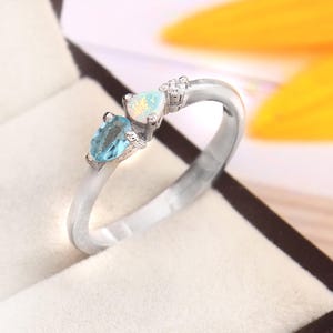 Opal & Blue Topaz Ring, 925 Sterling SilverJewelry, Gemstone Promise Band For Women Gift