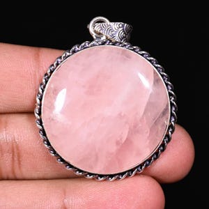 Rose Quartz Pendant, 925 Sterling Silver Jewelry Pendant, Handmade Pendant, Heart Gemstone Pendant, Thanksgiving Gifts, Christmas Gifts