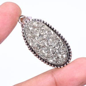 Pyrite Druzy Pendant Sterling Silver Pendant Bezel Pendant Natural Gold Pyrite Pendant Rough Pyrite Gemstone Pendant Pyrite jewelry Gift