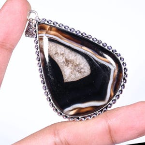 Botswana Agate Gemstone Pendant Handmade Pendant Healing Jewelry Pendant Jewelry German Silver Vintage jewelry Birthday Gift Crystal Pendant