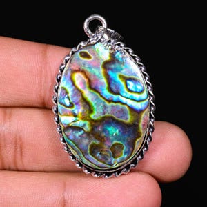 Abalone Muschel Anhänger 925 Sterling Silber Anhänger Stilvolle Schmuck Handgemachte Anhänger Dezent Anhänger Geschenk für Ihn Sehr hübsche Edelstein Schmuck