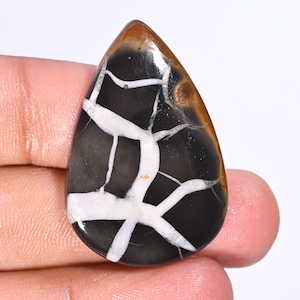 Natürliche Schwarze Septarische Cabochon Schwarze Septarische Schmuck, die Septariat Edelstein-Anhänger für Geschenk Drachenstein-Cabochon-Silber-Anhänger machen