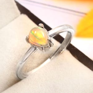 Ethiopian Opal Ring For Gift, 925 Sterling Silver Ring For Women Pear Gemstone Ring, Bohemian Ring, Hippie Ring Handmade Silver Opal Jewelry