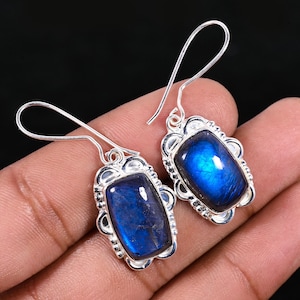 Labradorite Earrings 925 Sterling Silver Earrings Labradorite Gemstone Earrings Jewelry Handmade Earrings Labradorite Jewelry Gift For Her