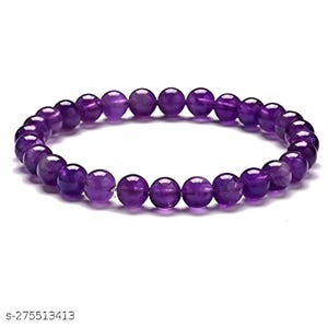 Natural Amethyst Bracelet Natural Healing Gem Stone Bracelet for Men & Women , Color Purple, Bead Size 8 mm