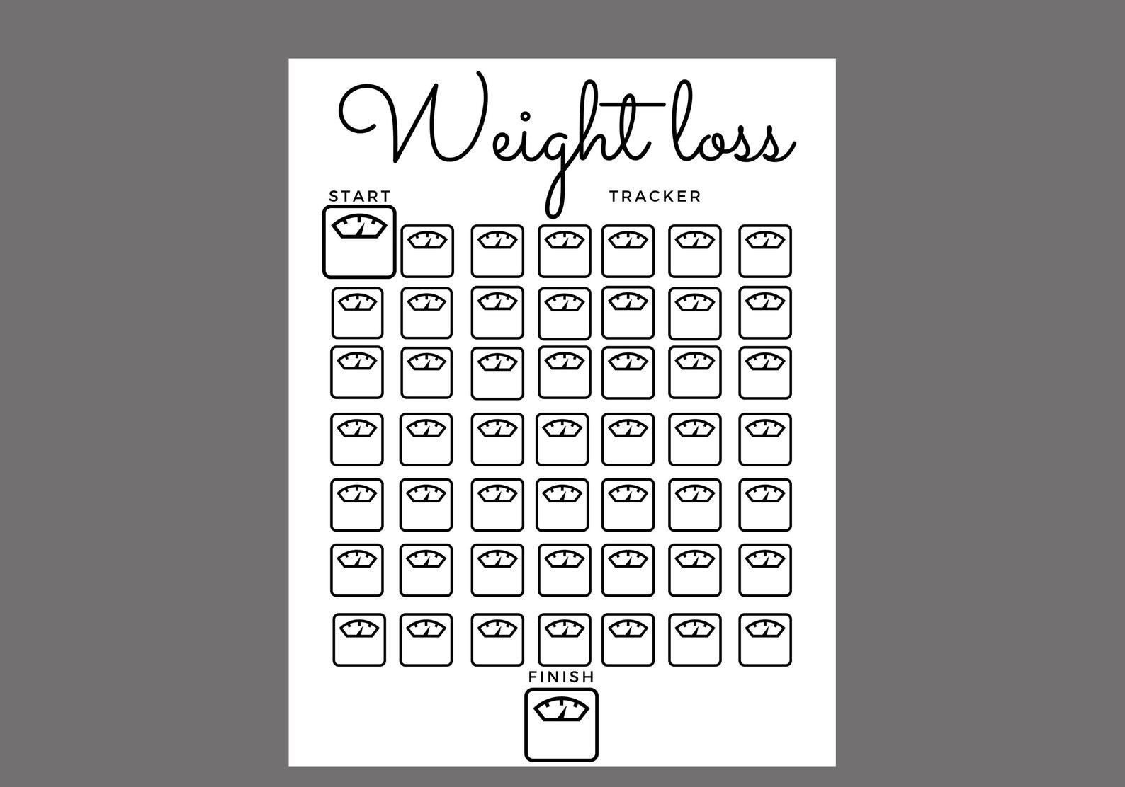 Printable Weight Loss Tracker Journal, Digital Weight Loss Chart