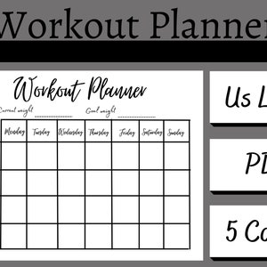 Workout Planner Printable, Daily Exercise Planner, Weekly Workout Tracker, , Fitness Planner, US Letter Size