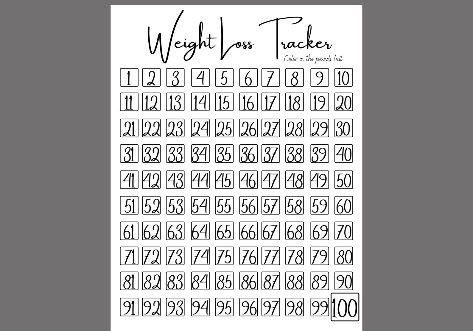 Printable Weight Loss Tracker Journal, Digital Weight Loss Chart, Weekly Weigh In, Weight Loss