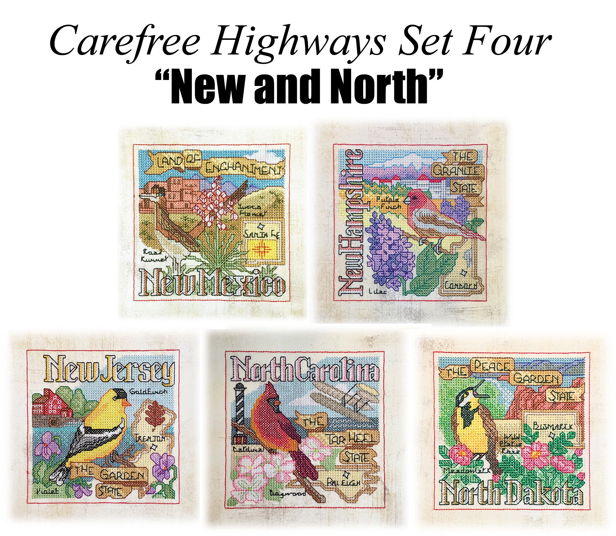 NORTH CAROLINA Carefree Highways Machine Embroidery Cross Stitch Art