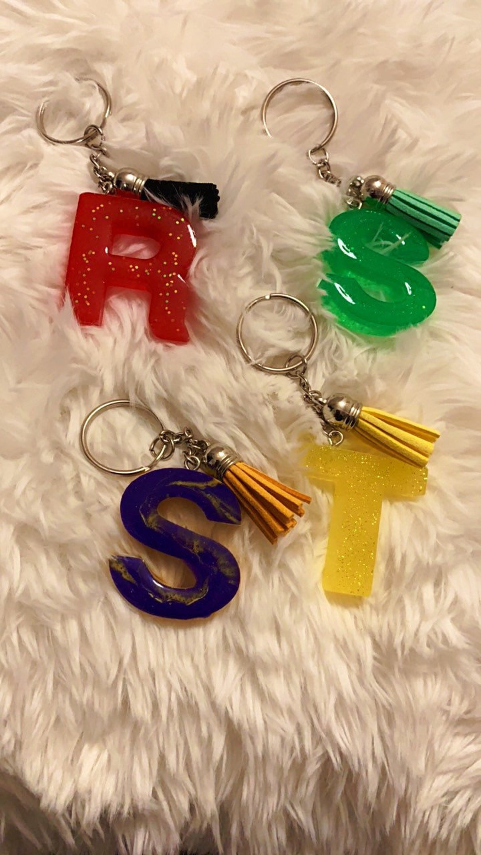 Custom Letter Keychains Acrylic Keychains Glitter Letter Etsy
