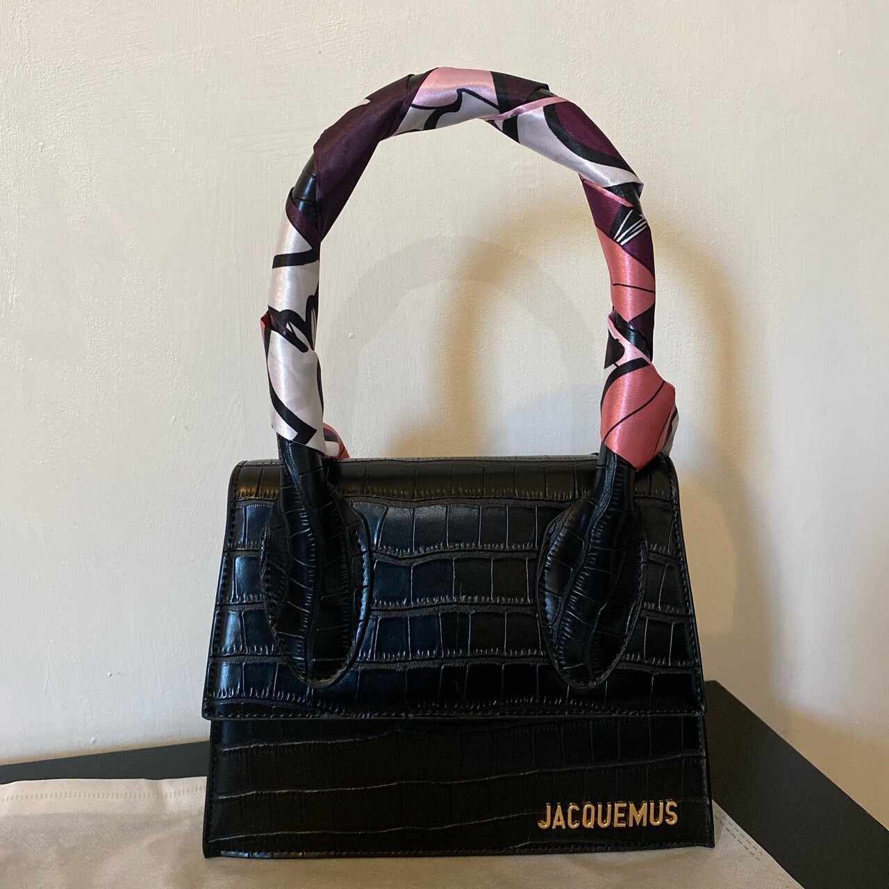 Jacquemus Large High Quality Black Croco Bag for Women Etsy
