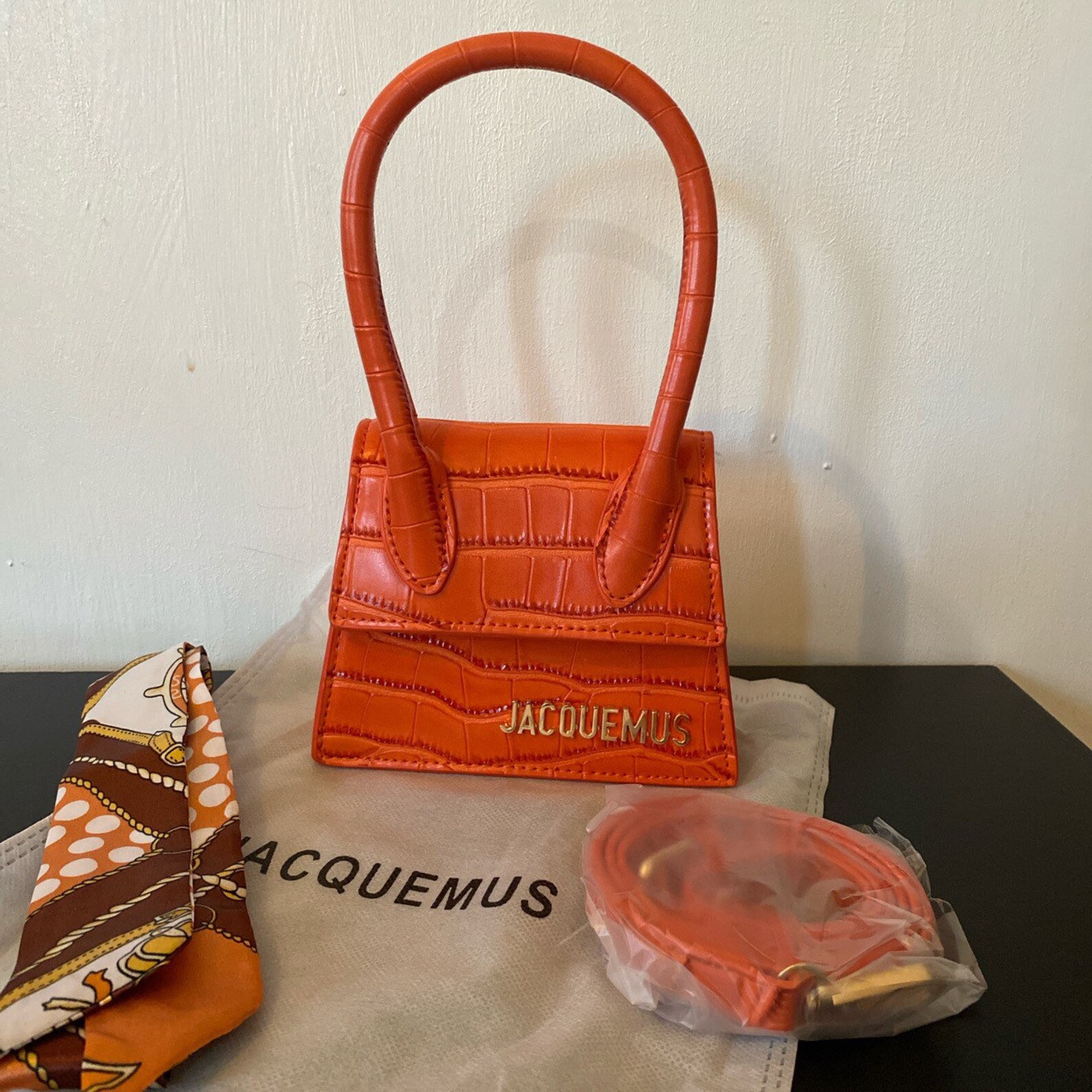 Jacquemus Small High Quality Orange Croco Bag for Women | Etsy