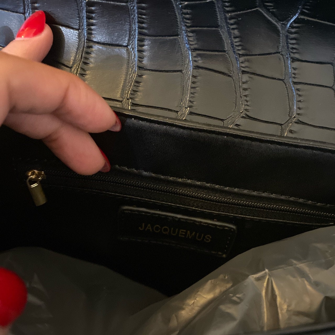 Jacquemus Large High Quality Black Croco Bag for Women Etsy