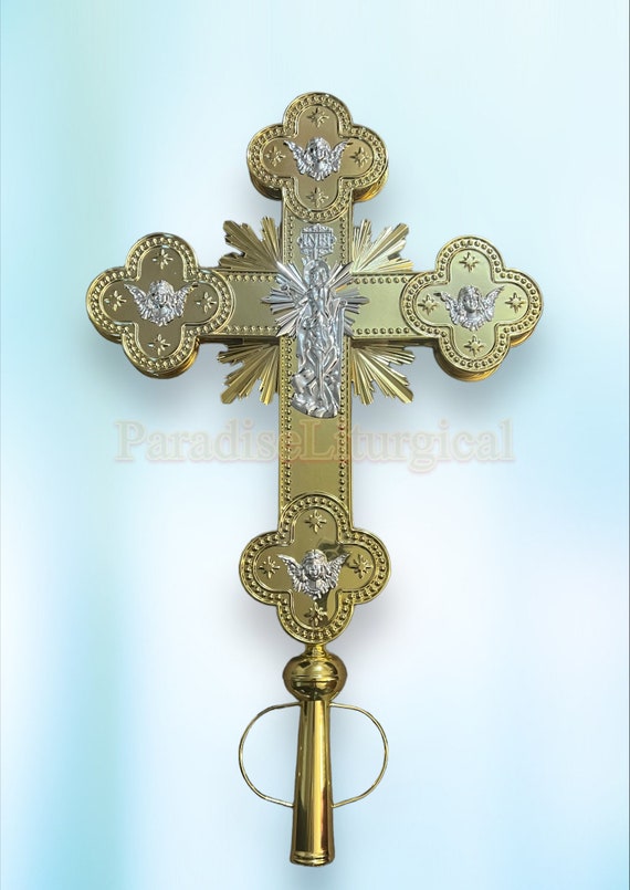 Orthodox Processional Cross Ethiopian Eritrean Coptic Gold Qidasie